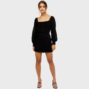 ASOS Miss Selfridge PETITE Black Velvet Playsuit